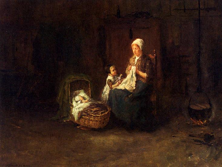  Kobiety w Malarstwie - 00 987 - Hoog Bernard De A Mother And Her Children In An Interior.jpg