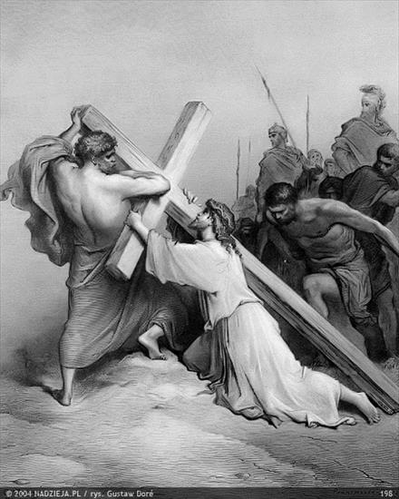 Grafiki Gustawa Dor do Biblii Jakuba Wujka - 198 Jezus pada pod krzyżem Ś. Łukasz 23,26.jpg